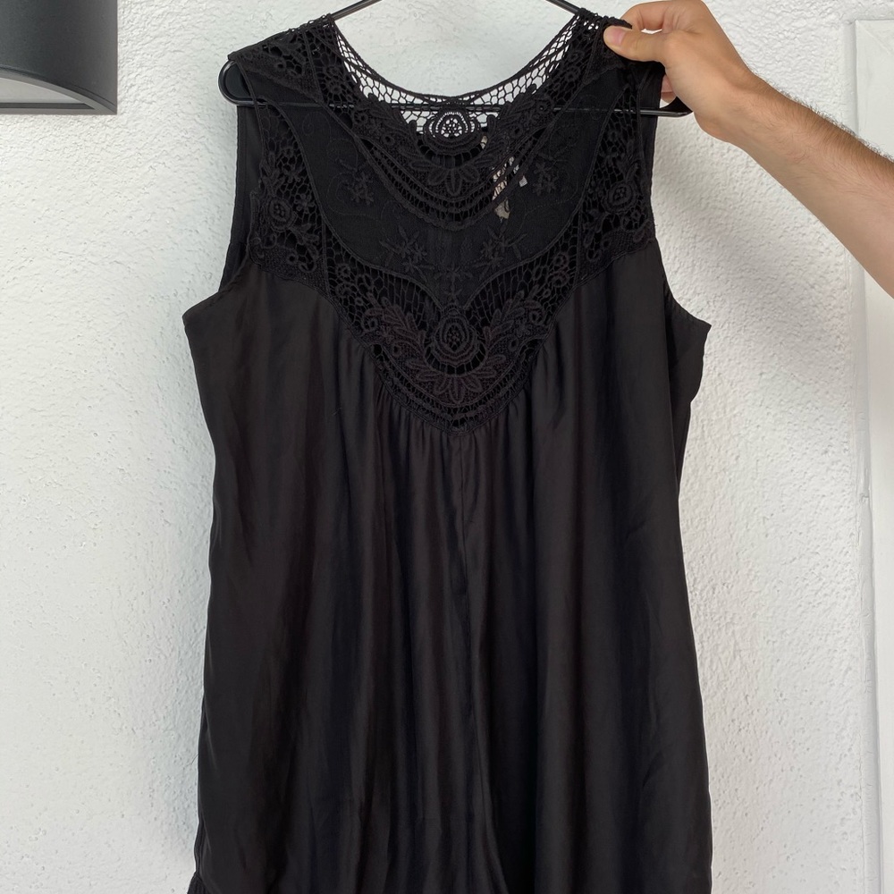 Free People Lace Black, High Neck Romper